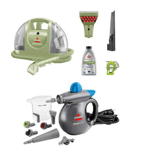 Bissell Little Green Portable Carpet Cleaner + Steam Shot Steam Cleaner