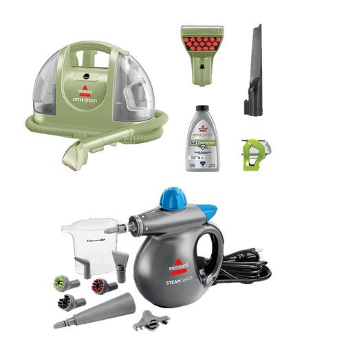 Bissell Little Green Portable Carpet Cleaner + Steam Shot Steam Cleaner