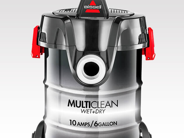 MultiClean Wet and Dry Auto Vacuum Powerful 10 Amp Motor & Large 6 Gallon Capacity MultiClean Wet and Dry Auto Vacuum Front of Machine
