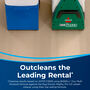 Left Ordinary Rental Cleaner. Right BISSELL&reg; Big Green&reg; Machine. Text: Outcleans the Leading Rental.
