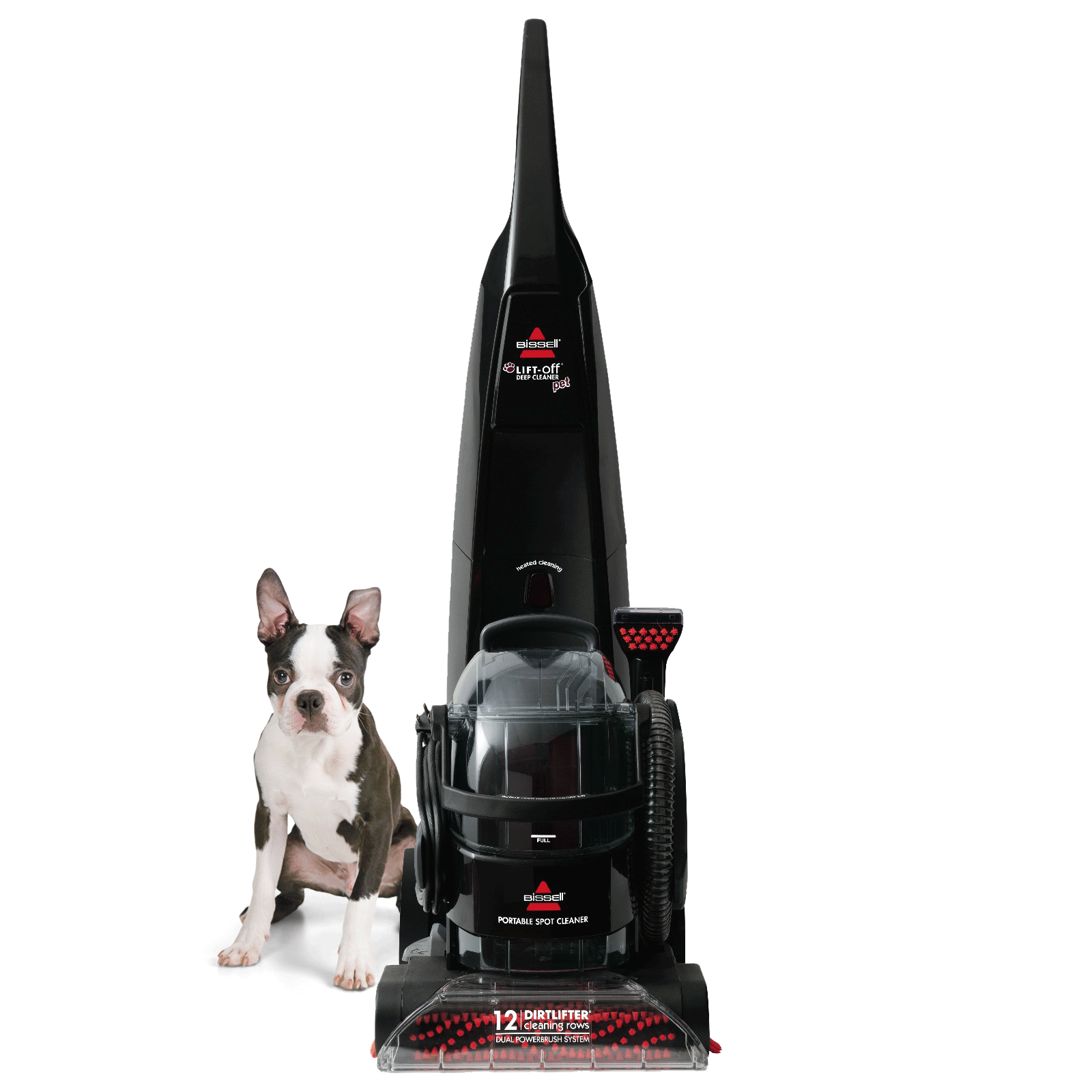 DeepClean LiftOff Pet Carpet Cleaner Front with dog