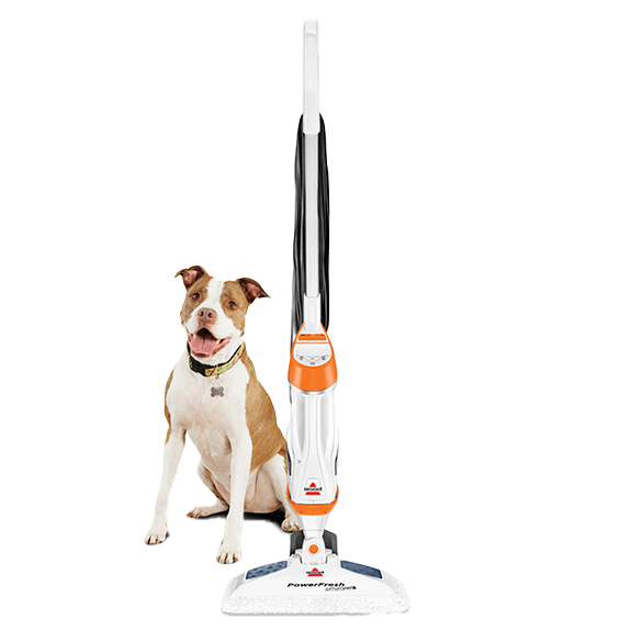 PowerFresh Pet Lift-Off 2-in-1 Scrubbing & Sanitizing Steam Mop | Brite White/Samba Orange | 15441