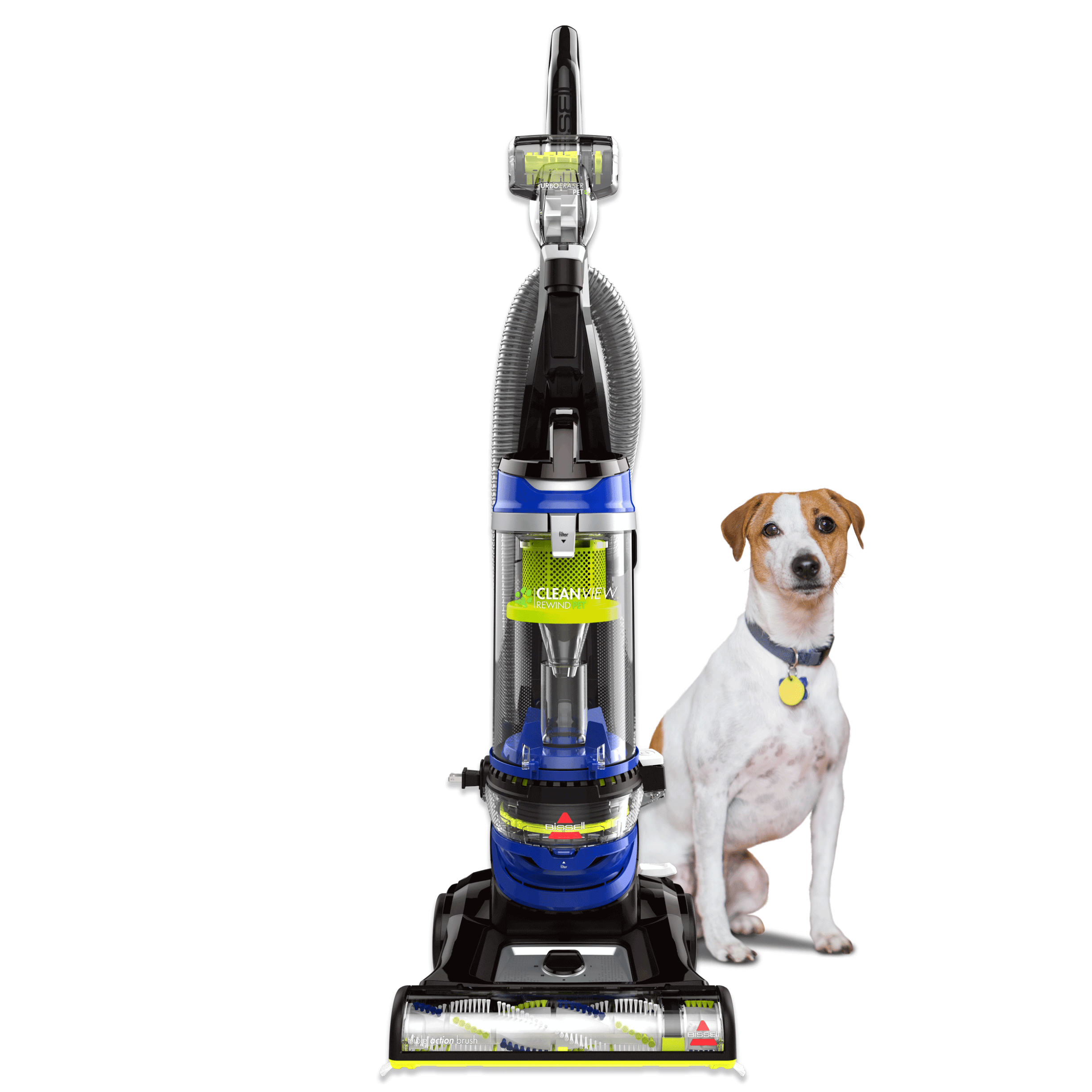 CleanView Rewind Pet Vacuum Standing Next to Dog