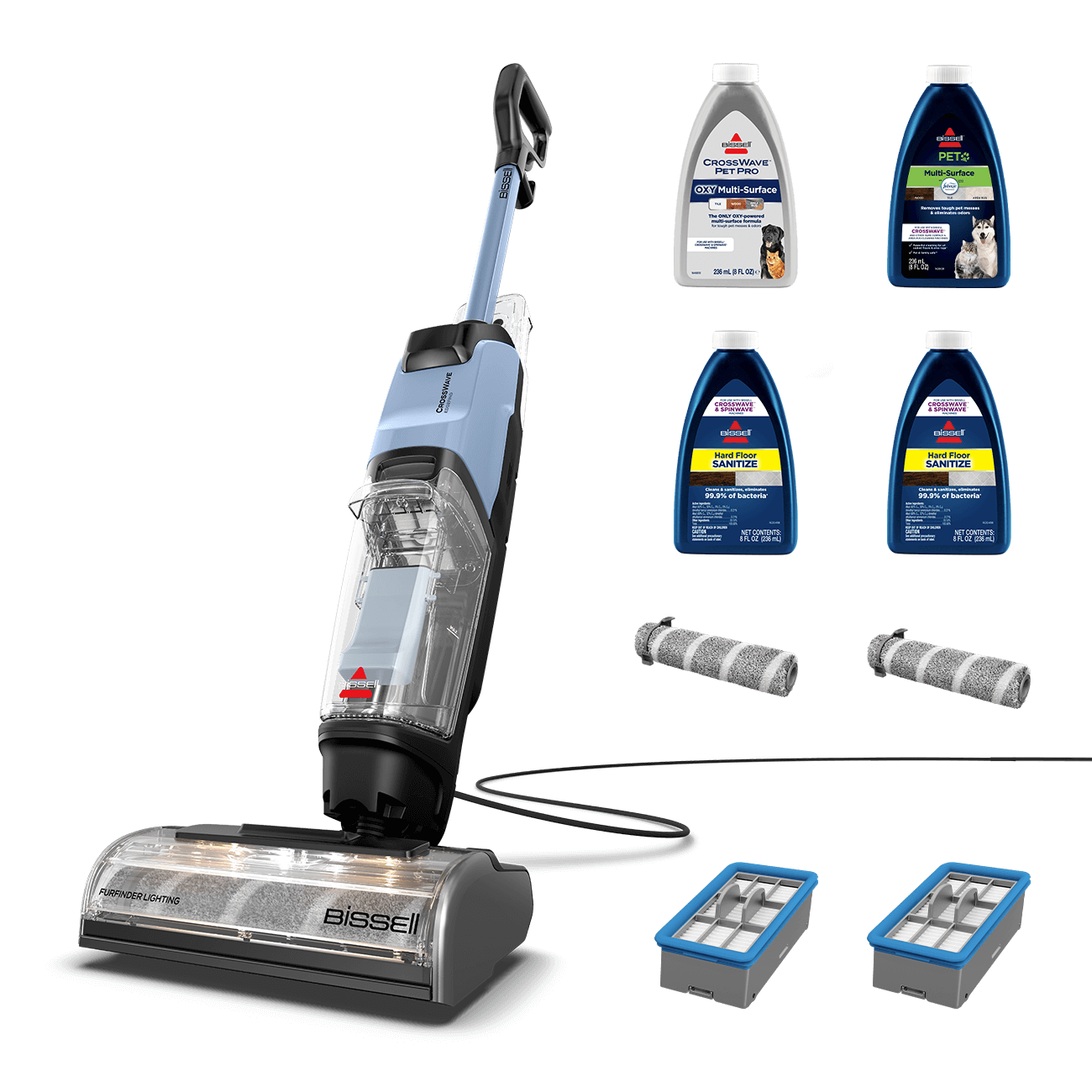CrossWave EdgeFind All-in-One Multi-Surface Cleaner Exclusive Bundle | Lake Blue/Black Accents | 4163F